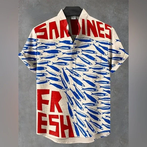 Fresh Vibes Blue and Red Graphic Men's Shirt - Picture 1 of 5